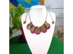 Collier Lisa violet-vert en ivoire végétal