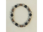 Bracelet bois / labradorite / agate noire
