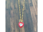 Pendentif doré cœur rouge