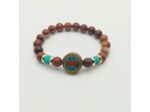 Bracelet jaspe rouge/turquoise, perle tibétaine