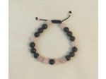Bracelet ajustable obsidienne / quartz rose