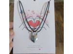 Pendentifs de couple moitié cœur sur cordons noir
