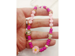 Bijou de portable rose/doré/Murano "LOVE KISS""