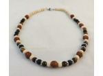Collier œil de tigre/pierre de lave/perles de noyer/bois naturel