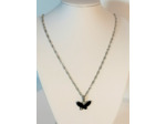 Pendentif papillon avec pierre argenté