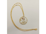 Pendentif résine avec coquillages et petites perles doré-multicolore