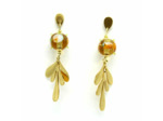 Boucles d'oreilles feuille et perle Murano – Salvia