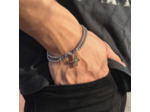 Bracelet double/croix en acier inoxydable pour homme