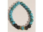 Pierre de lave, jade avec coquille bleu turquoise