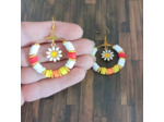 B.O. Heishi blanc/orange/jaune marguerite