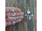 B.O. créoles argenté/rose perles de jade