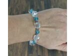 Bracelet en perles de cristal blanc/bleu/argenté