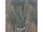 Collier turquoise/marron feuilles