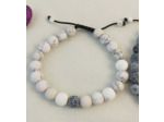 Bracelet couple agate noire givrée/howlite