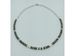 Collier homme œil de tigre/turquoise blanc