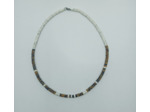 Collier homme œil de tigre/turquoise blanc
