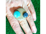 Bague gris-bleu-bleu ciel en ivoire végétal