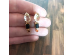 Boucles d’oreilles en verre Crystal Glass banc-noir-orange-doré