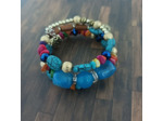 Bracelet multi-rangs multicolore/doré