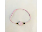 Bracelet élastique rose/doré/noir/trèfle facetté rose