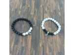 Bracelets de couple pierre de lave blanc/noir