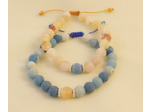 Bracelet couple agate bleu et orange givrée