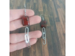Boucles d'oreilles Jaspe rouge/chaîne