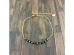 Bracelet en acier inox Vert émeraude-doré