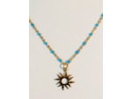 Pendentif soleil/doré/turquoise
