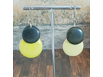Boucles d'oreilles Alexia noir-anis en ivoire végétal
