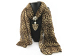 Foulard mousseline avec pendentif léopard