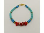 Bracelet hématite/corail rouge/turquoise 3