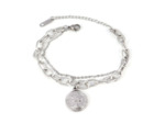 Bracelet double chaîne médaille en acier inox