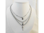 Multi-chaînes argenté, étoiles/cadenas/clé