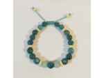 Apatite bleu, jade et bois, ajustable