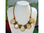 Collier Léa beige-turquoise en ivoire végétal