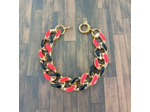 Bracelet gros maillons doré/rouge/noir émaillé