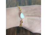 Bracelet acier inox doré et feuille nacre/doré 2