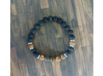 Bracelet homme œil de tigre mat/pierre de lave
