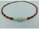 Tour de cou nacre rouge/blanc