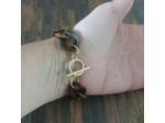Bracelet gros maillons marron/ambre doré 22mm