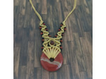 Collier donut Jaspe rouge macramé doré