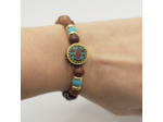 Bracelet jaspe rouge/turquoise, perle tibétaine