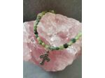 Bracelet perles facetées Jade verte néphrite et croix