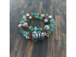 Bracelet mémoire de forme 3 rangs vert/orange/argenté