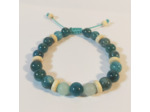 Apatite bleu, jade et bois, ajustable
