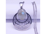 Pendentif fleur de vie en acier inox avec Labradorite