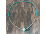 Tour de cou turquoise-doré ou turquoise-argenté œil