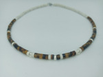 Collier homme œil de tigre/turquoise blanc