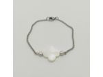 Bracelet trèfle nacre blanc/argenté
